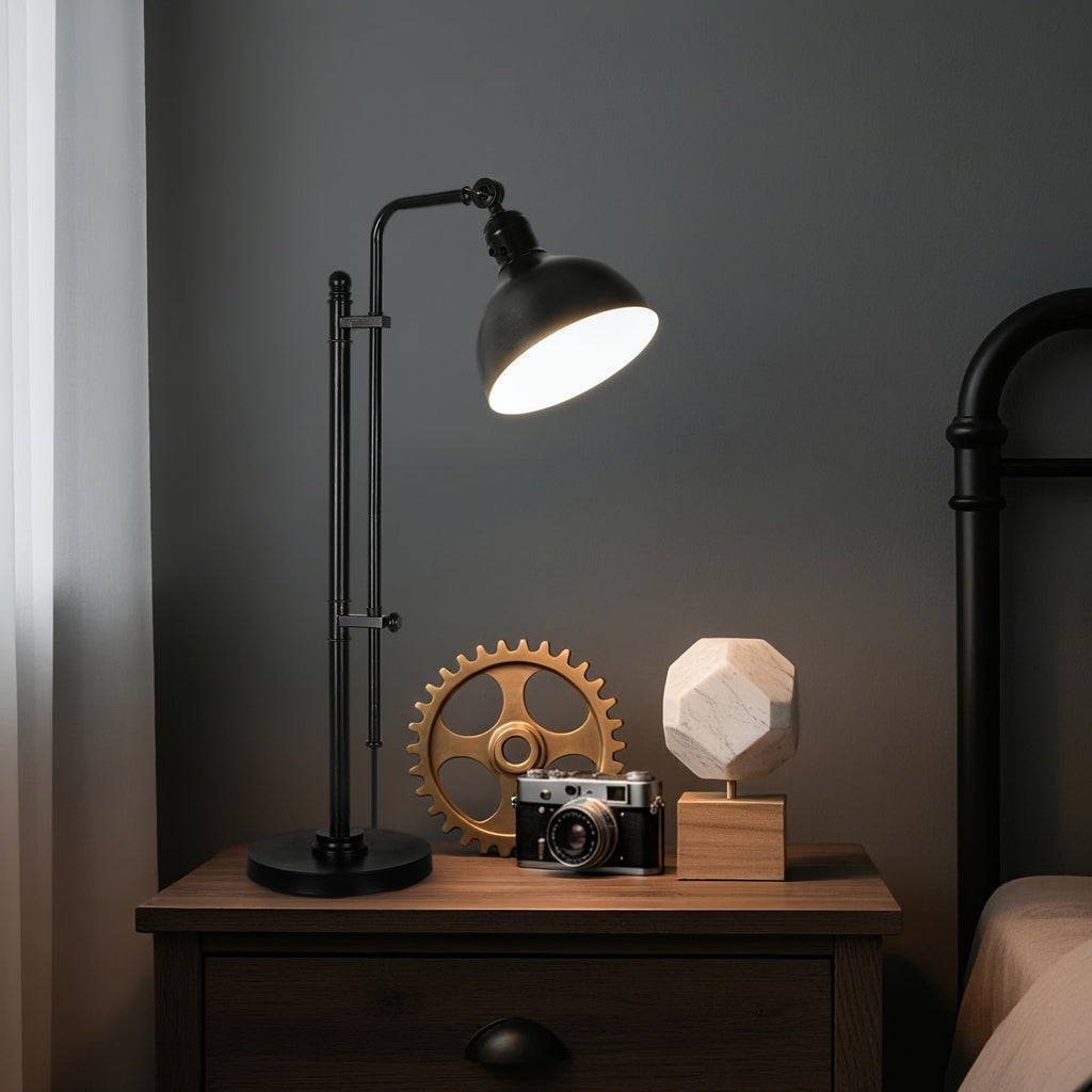 Industrial Adjustable Desk Lamp, Farmhouse Table lamp 29''-38'', Rustic Metal Task Desk Lamp in Aged Bronze Finish