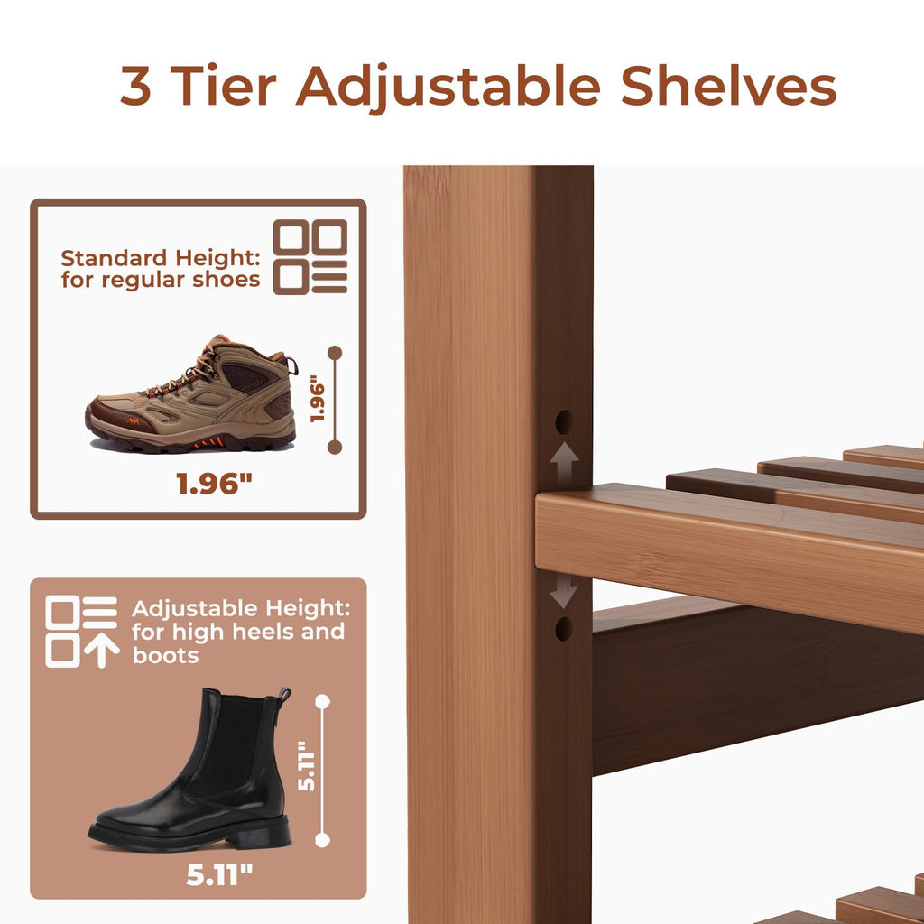 27.6" Entryway Shoe Rack Bench with Cushion, 3-Tier Storage Bench