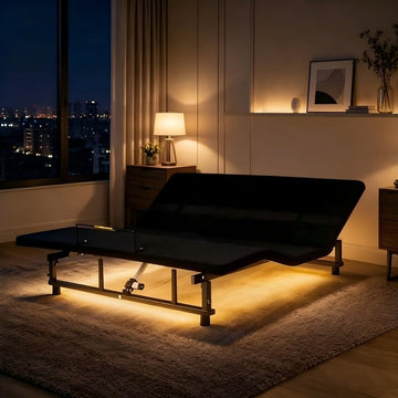 King Adjustable Bed Frame, Electric Incline Remote, Under Bed Light