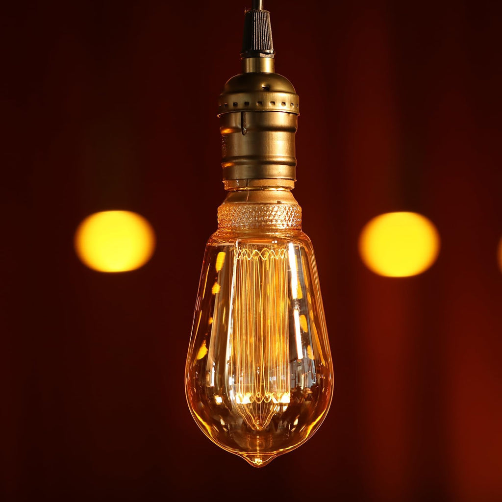 LED ST64 Vintage Edison Bulbs, 3.5W Dimmable, Amber Glass, 2000K