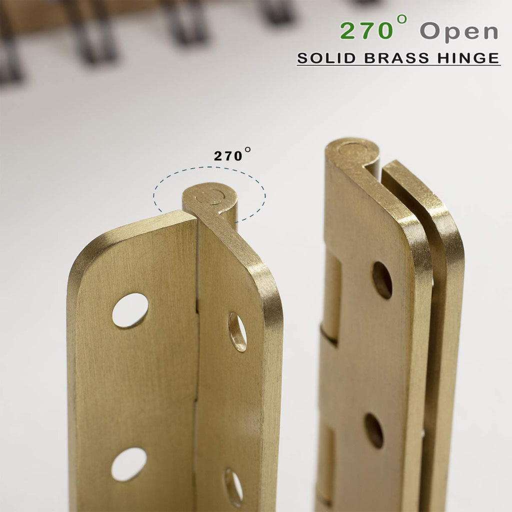 2 Inch Brushed Solid Brass Butt Hinges with Screws, 4 PCS