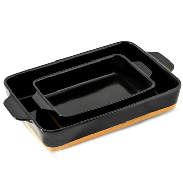 Ceramic Baking Casserole Dish with Handles, Large 9x13 inch Pan and Middle Baking Pan - Porcelain Serving Bakeware