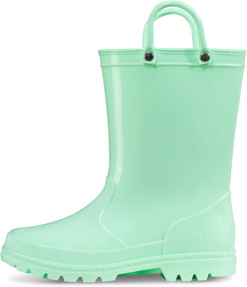 Kids Girls & Boys Rain Boots with Easy-on Handles Outdoors