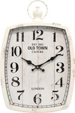 Menterry Large Retro Rectangle Wall Clock, White Antique Vintage Style