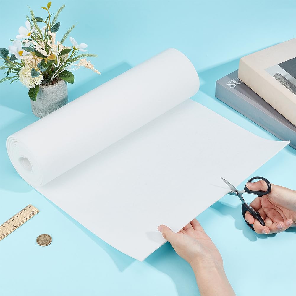 118.1x15.7inch Felt Fabric Roll, Floral White, 2mm Thick