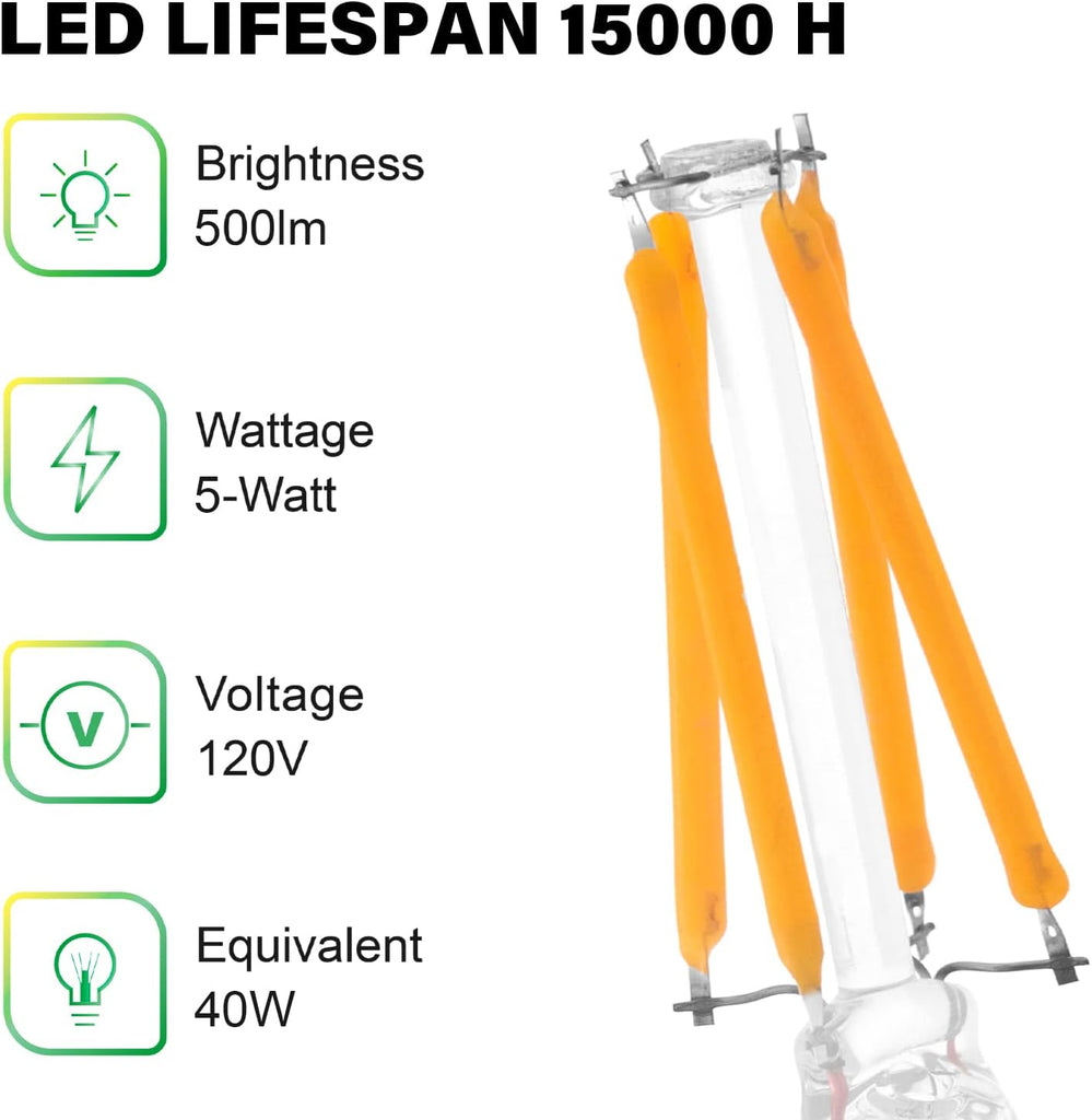 LED Appliance Bulb, 40W Equivalent, Range Hood Light Bulbs, Soft White 2700K, 5W 500 Lumens, Non-Dimmable, E26 Base