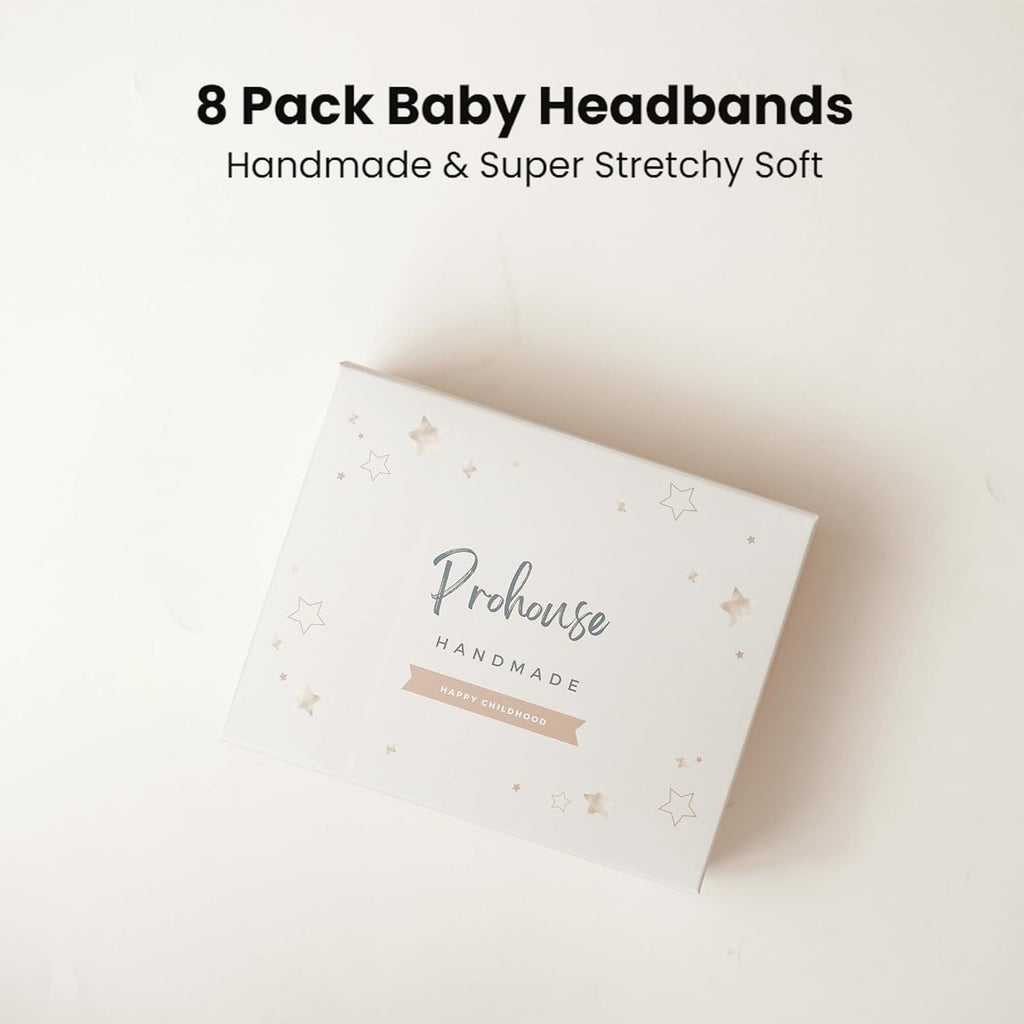 8 Pack Baby Bows Headbands for Girls, Nylon Headbands