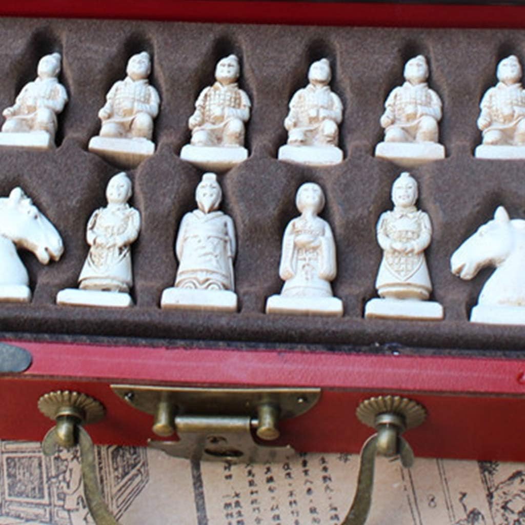 Vintage Chinese Terracotta Warrior 32 Chess Set Wood Table Chess Games Gift