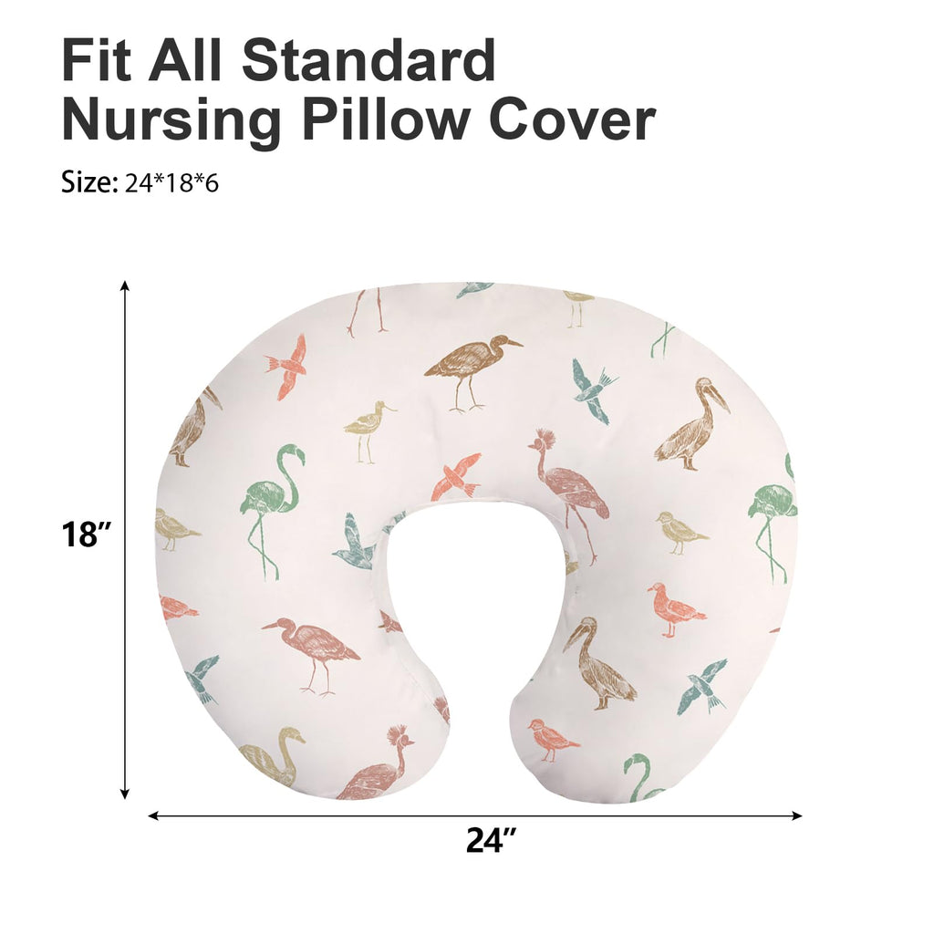 Nursing Pillow Covers 2 Pack, Soft & Breathable Removable Breastfeeding Pillows Covers for Feeding Pillows, Nursing