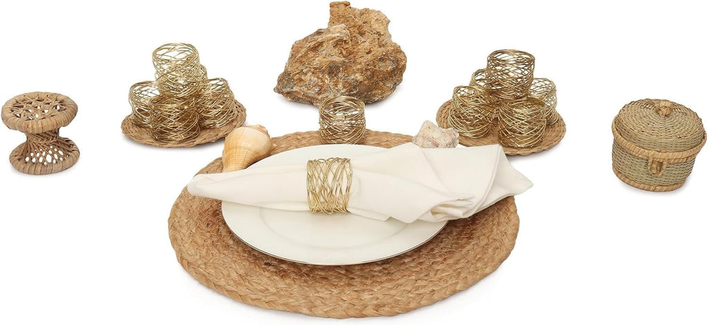 Napkin Rings for Dining Table, Classic Farmhouse Style, Holiday Table Decor, Set of Dining Accessories (Gold, 12) - Set of 12