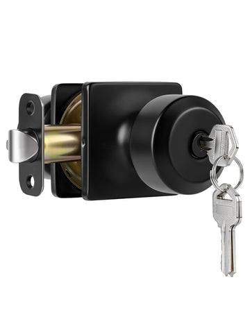 Keyed Alike Black Entry Door Knobs, DoorKnobs with Lock and Key, 1 Pack