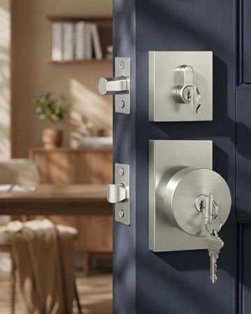 Keyed Alike Brushed Nickel Exterior Door Knob with Deadbolt, 1 Pack