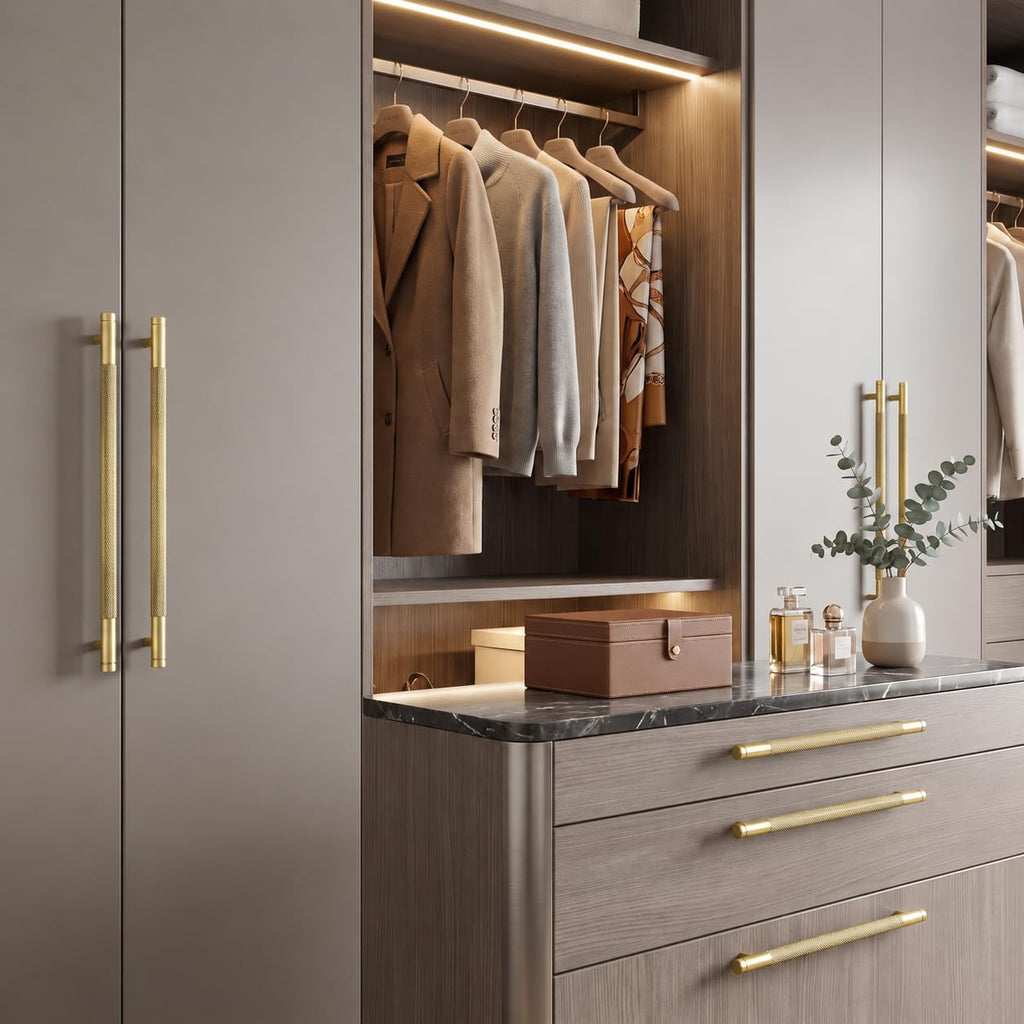 15 Inch(381mm) Drawer Appliance Handles Knurled Gold Cabinet Pulls Drawer Pulls Kitchen Hardware Kitchen