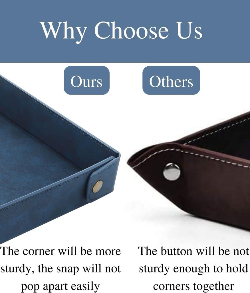Faux Leather Valet Tray Organizer for Men - Catch-All Tray for Entryway Table Key, Wallet, Watch, Coin Change, Phone