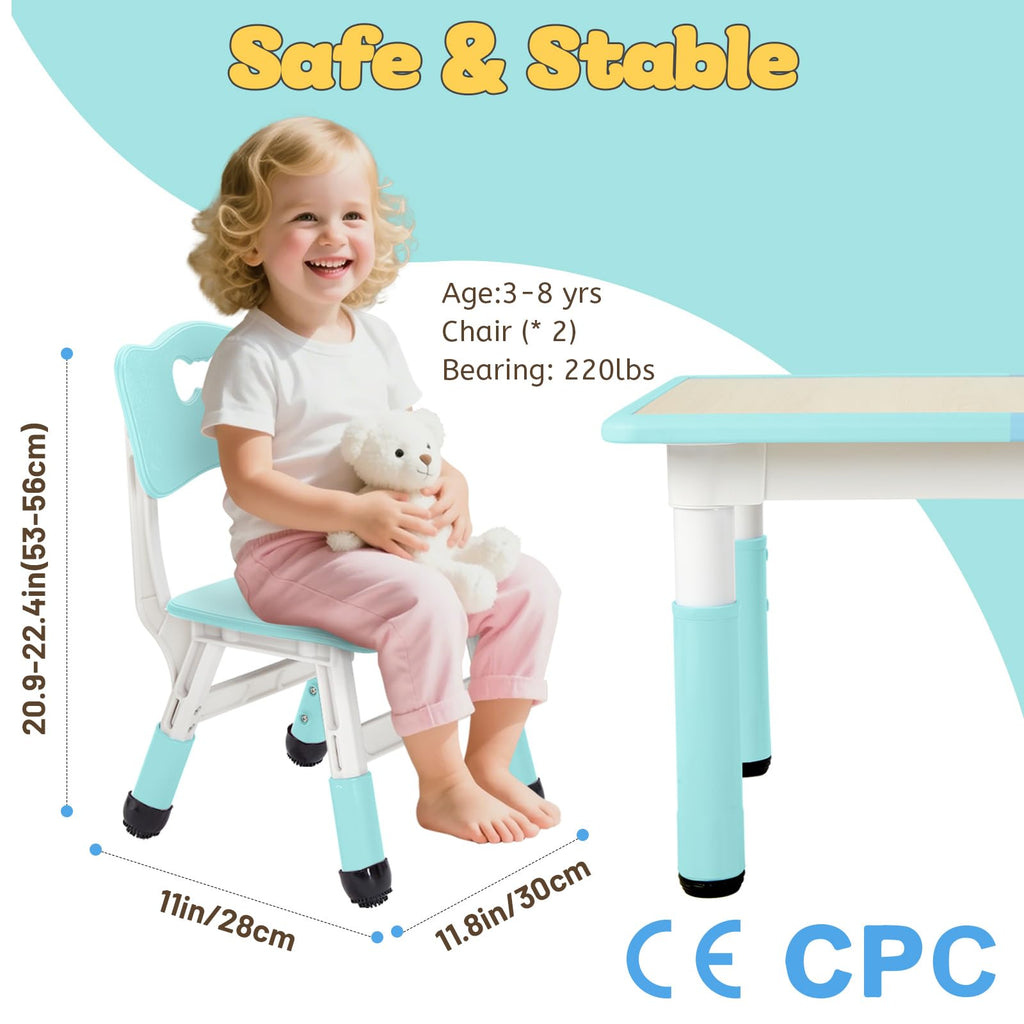 Adjustable Kids Chair (2pcs), 3 Level Height Adjustable Toddler Chair for Ages 3-8, Sturdy Child Chair with Maximum