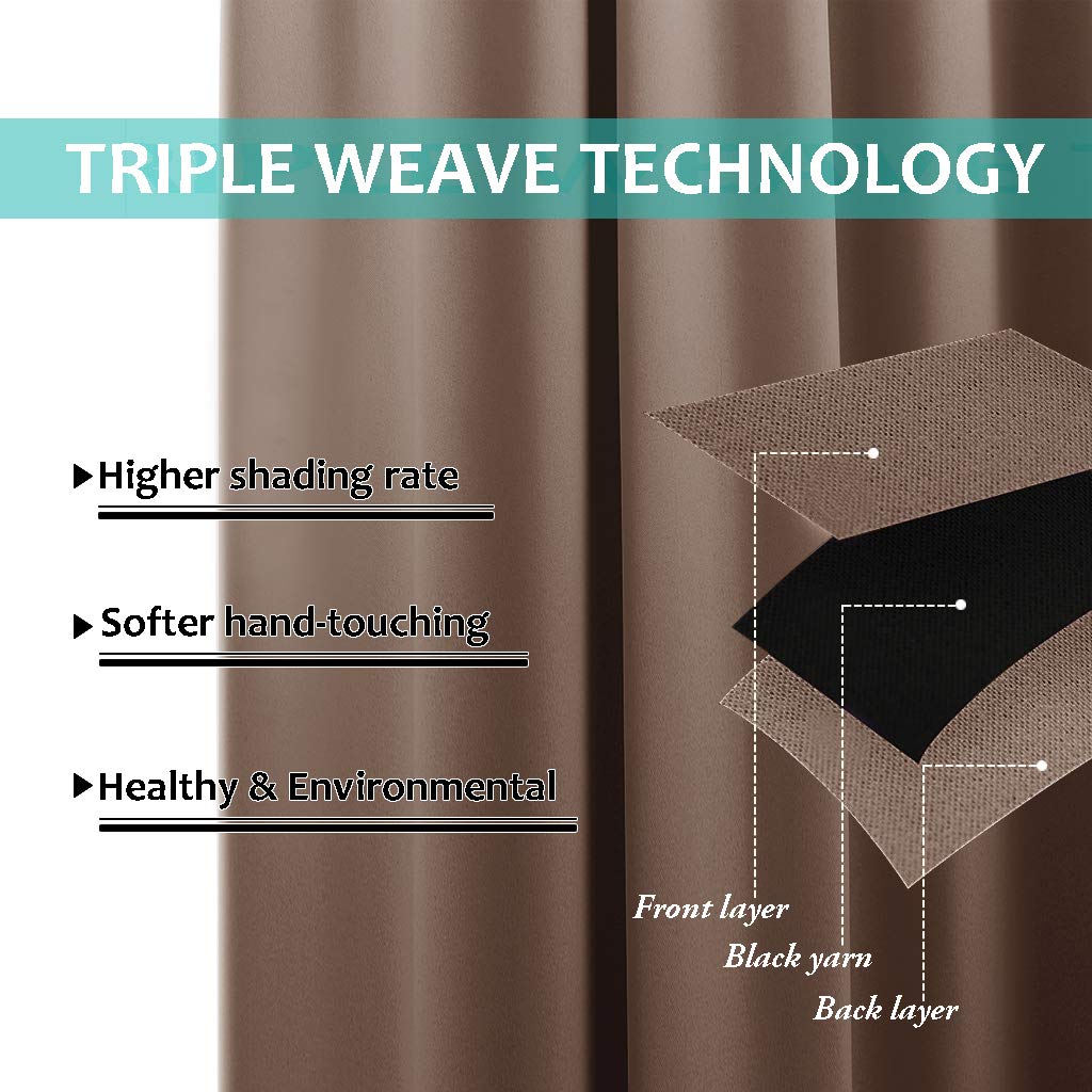 Extra Long Truly Blackout Drapes for Hall and Villa, 100% Blackout Window Curtain Panels with Black Lined for Night