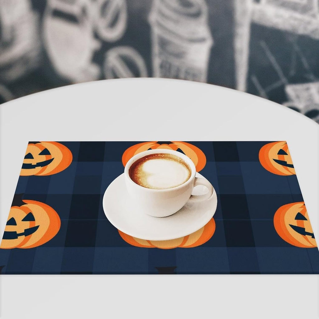 Round Pumpkin Graphic PVC Placemat Washable Dining Table Mat