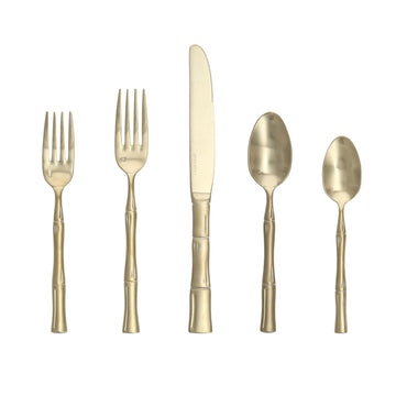 Royal Pacific 18/10 Stainless Steel, 5 Piece Flatware Set (Service for 1), Brushed Champagne