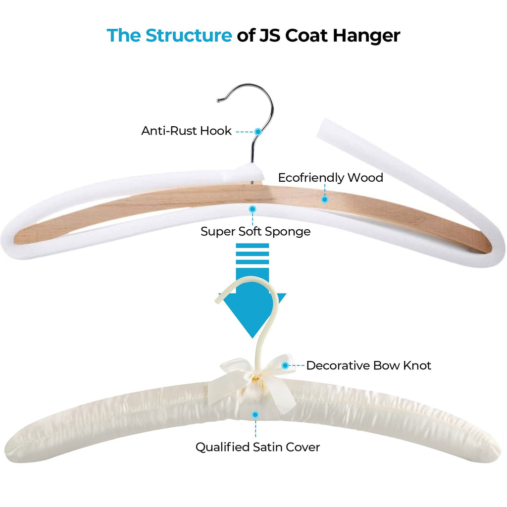 Padded Hanger for Sweaters - 17 Inch Extra Large Heavy Duty Satin Covered Coat Hangers No Shoulder Bump for Women
