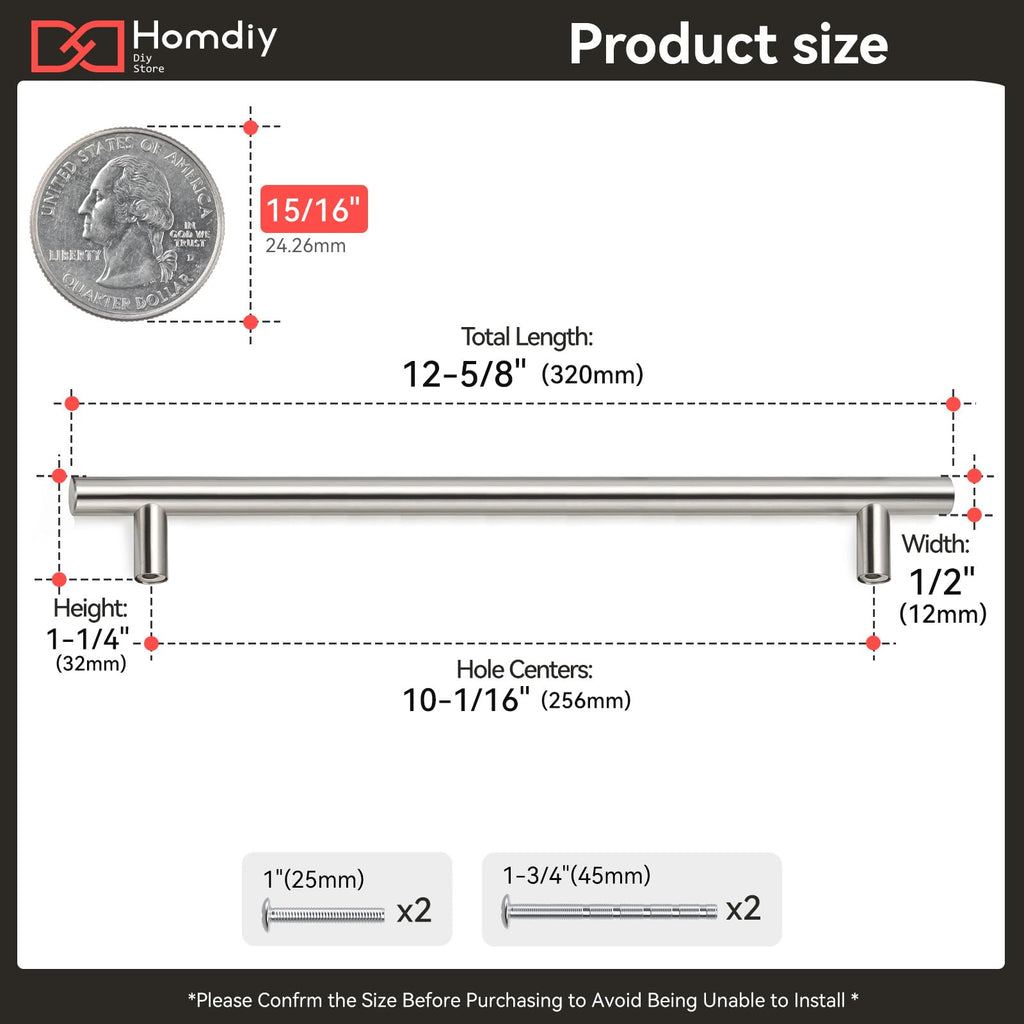5 Pack Brushed Nickel Cabinet Hardware Cabinet Pulls - HD201SN Cupboard Handles Modern Cabinet Door Handles 7-1/2inch
