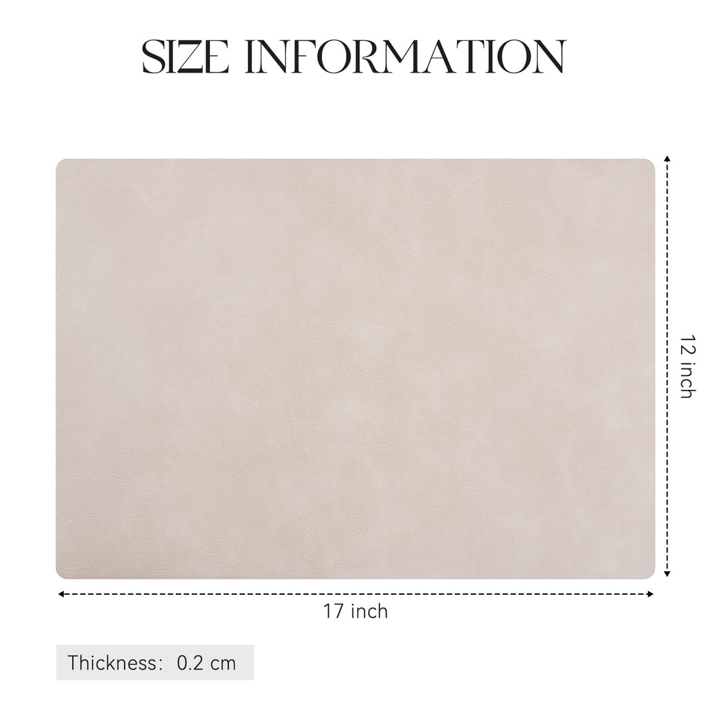 Vinyl Faux Leather Placemats, Set of 8, Beige