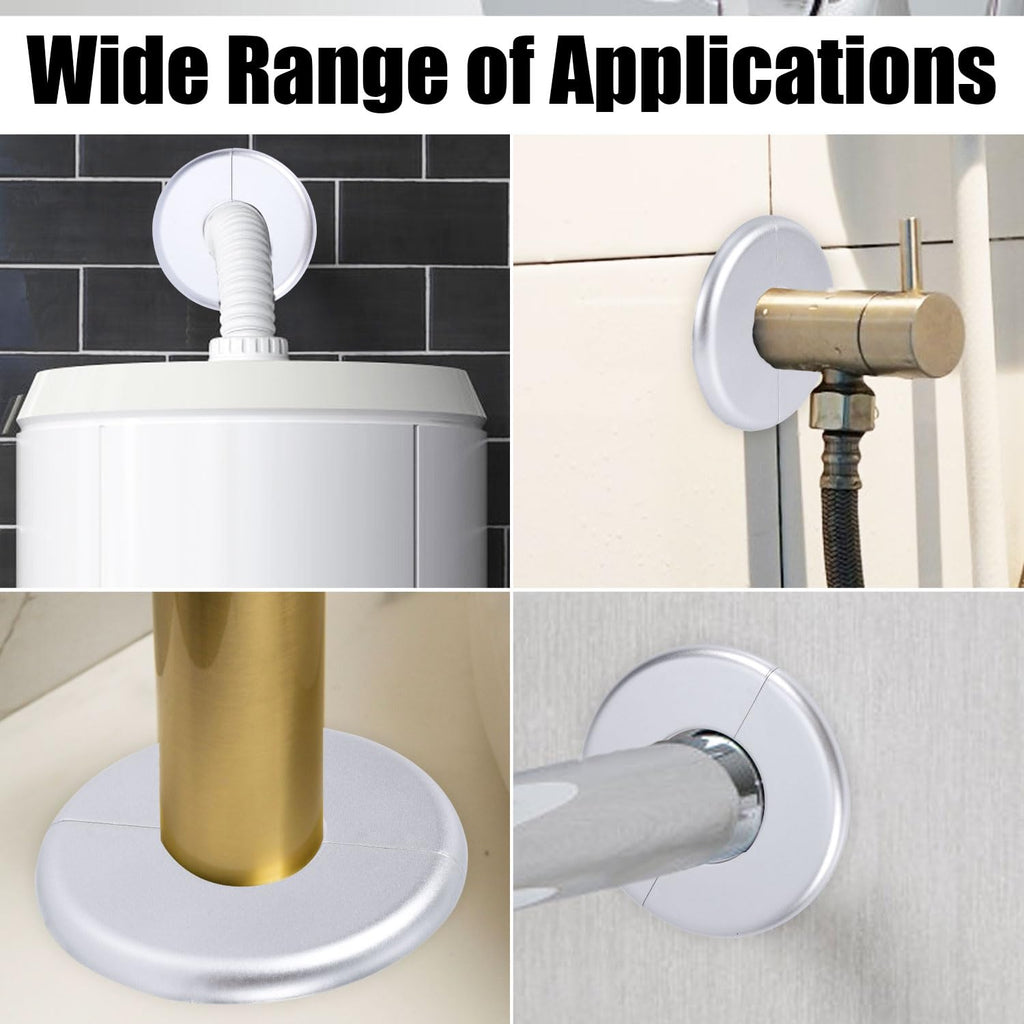 2pcs Wall Split Flange, Self-Adhesive ABS Round Escutcheon Plate Plumbing Cover Plates for 51mm/2in Diameter Pipe