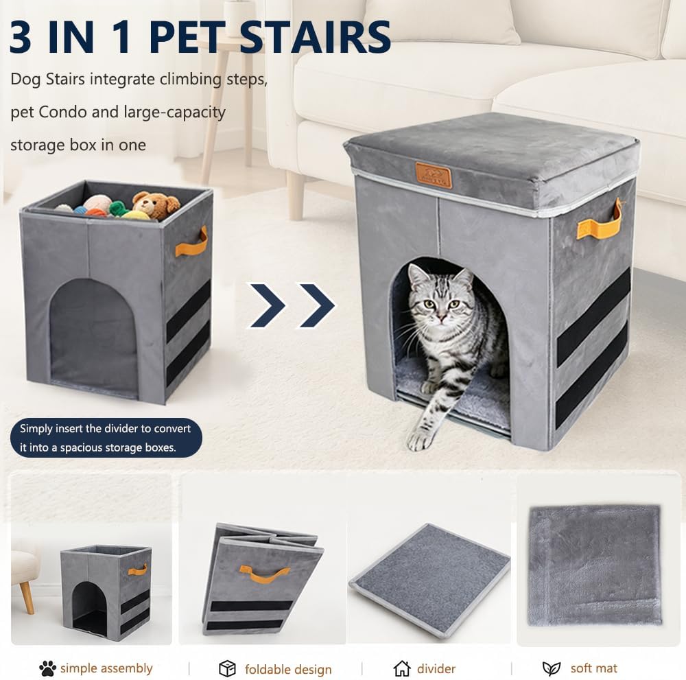 24" Dog Stairs for High Beds, 150 Lbs Capacity