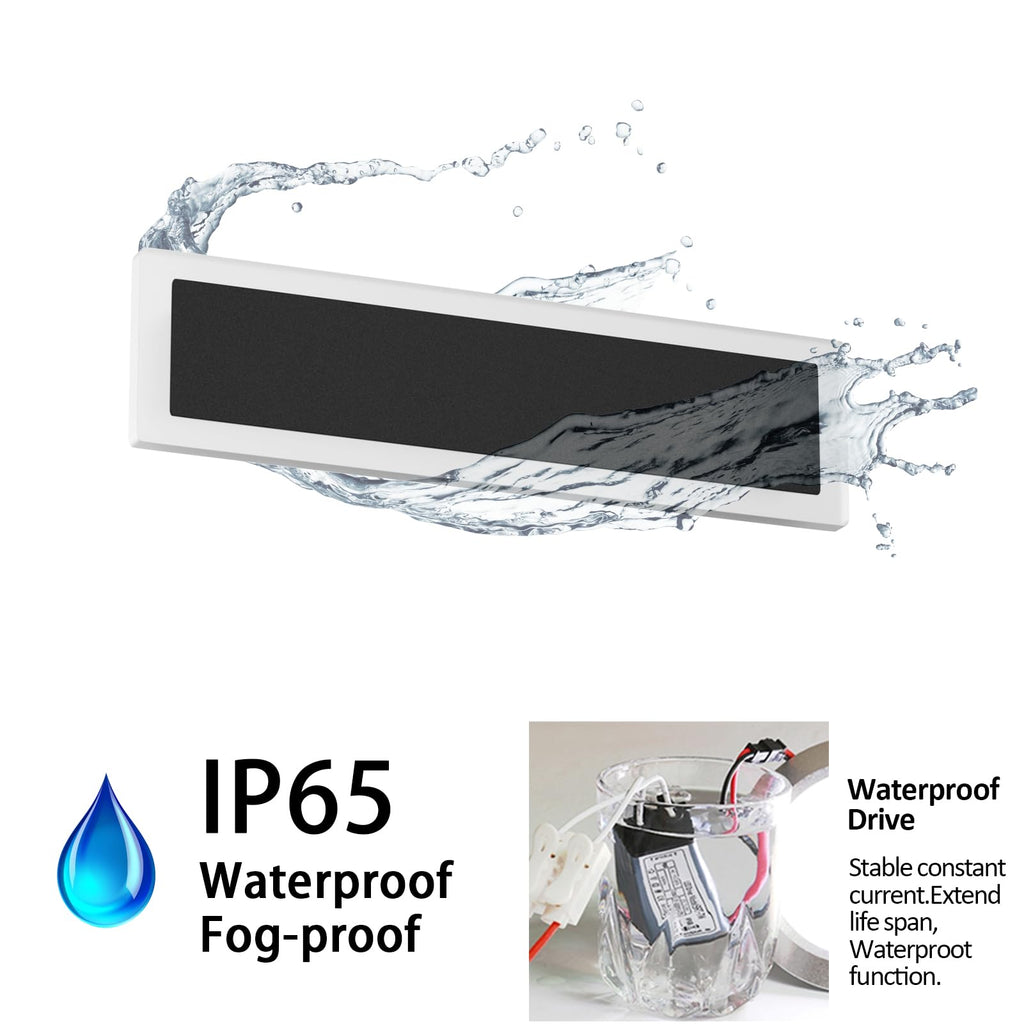 2 Pack Modern Black LED Outdoor Wall Light, 11.8x3.54x1.73 inches, 10W, 1000 Lumen, Warm Light, Waterproof IC Driver