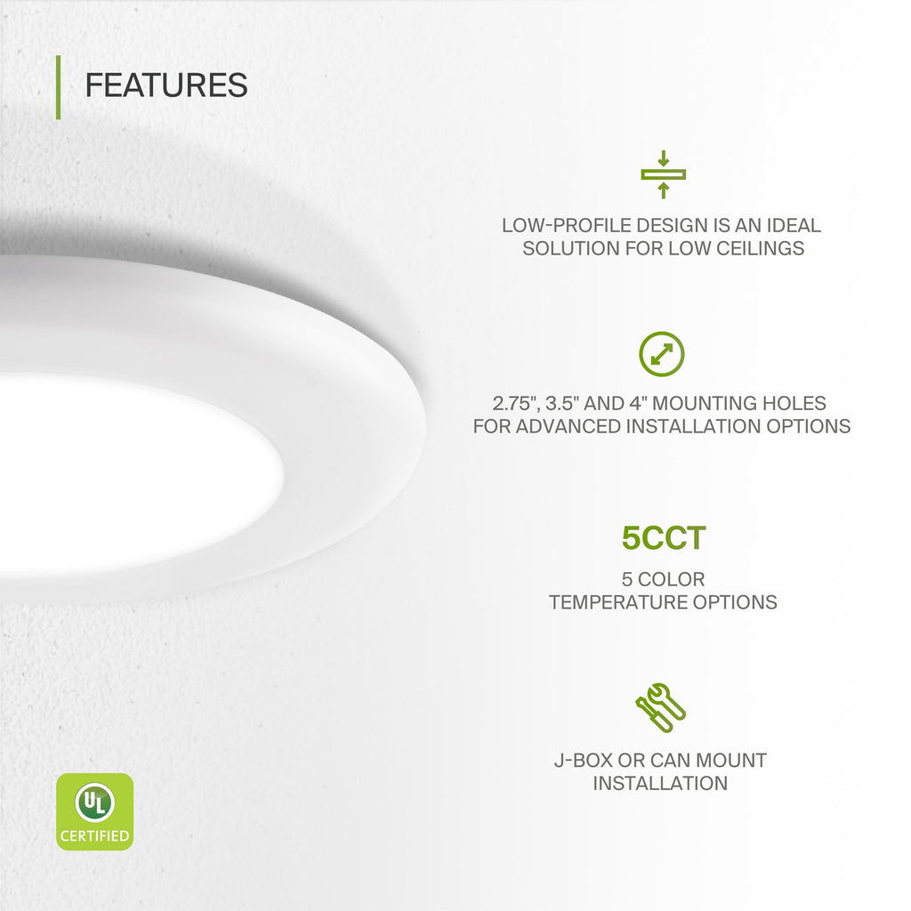 12 Pack LED Disk Lights 4 Inch, 5CCT Flush Mount Ceiling Light Fixture