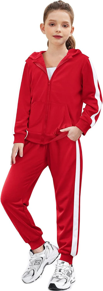 Girls 2 Piece Outfits Zip Up Hoodie Tracksuit Sweatsuits Sets