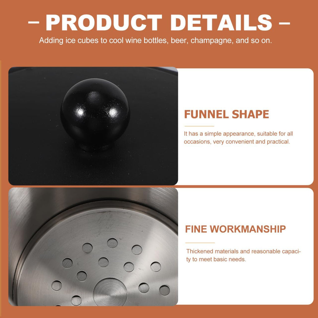Ice Bucket with Lid & Tong - Insulated Stainless Steel Ice Bucket for Cocktail Bar & Parties - Black Double-Wall Wine