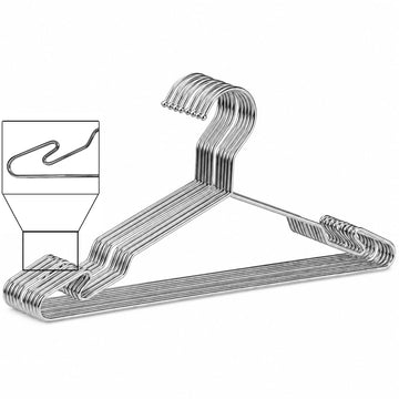 Chrome Metal Hangers, Heavy Duty Clothes Hangers with Non-Slip Grooves, Slim Space Saving Coat Hangers - 10 Pack