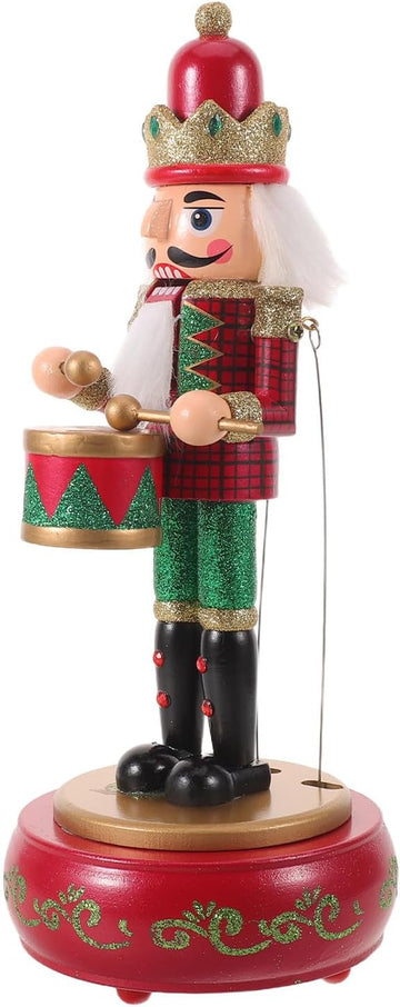 Wooden Nutcracker Music Box Xmas Christmas Decoration for Tabletop Display