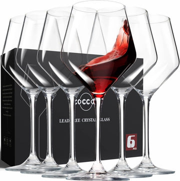 Wine Glasses,White Red Wine Glasses Set of 6, Lead-Free Premium Glass,Hand Blown Italian Style Burgundy Long Stem