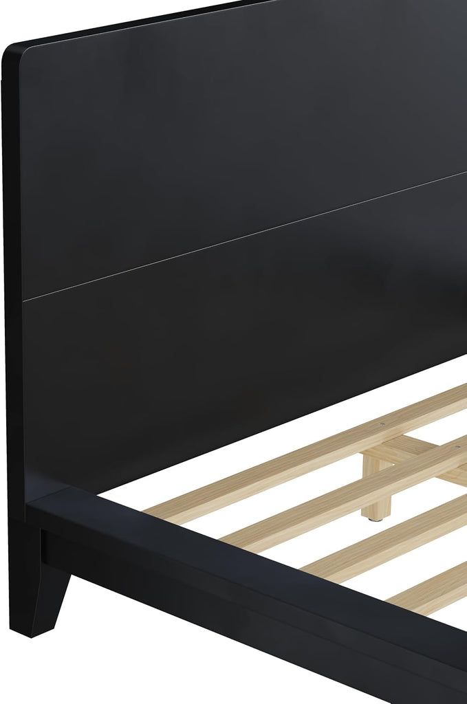 Queen Size Wood Bed Frame with Headboard, Japanese Platform Bedframe