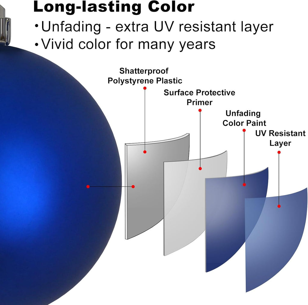 Royal Blue 3.2" Large Christmas Balls - Christmas Tree Decoration Ornaments Shatterproof Hanging Balls for Birthday - Set of 18