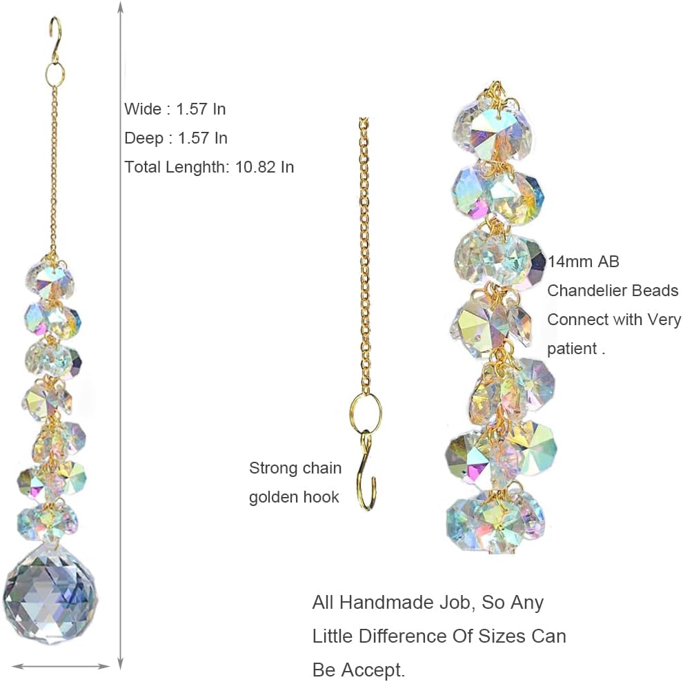 Suncatchers for Windows Hanging Prism, 40mm auraro Crystal Suncatcher with Crystals Chandelier Beads
