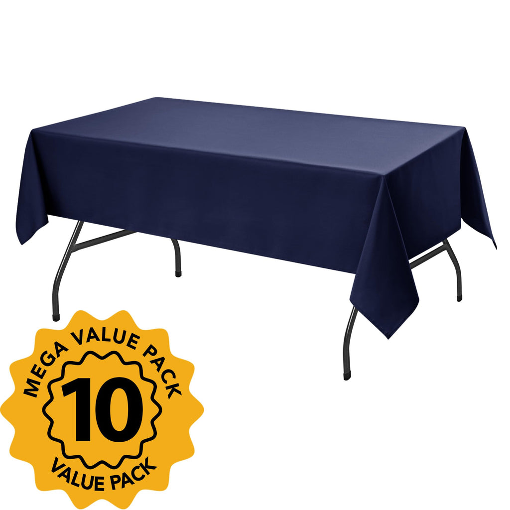 10-Pack Navy Blue Tablecloths for Rectangle Tables, 60 x 102 in