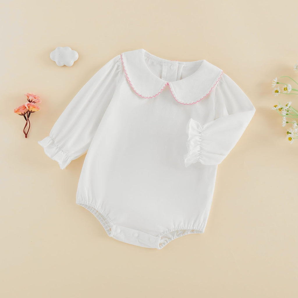 Baby Girl Boy Bubble Romper Infant Peter Pan Collar Bodysuit Sweatshirt Fall Winter Newborn Coming Home Outfit
