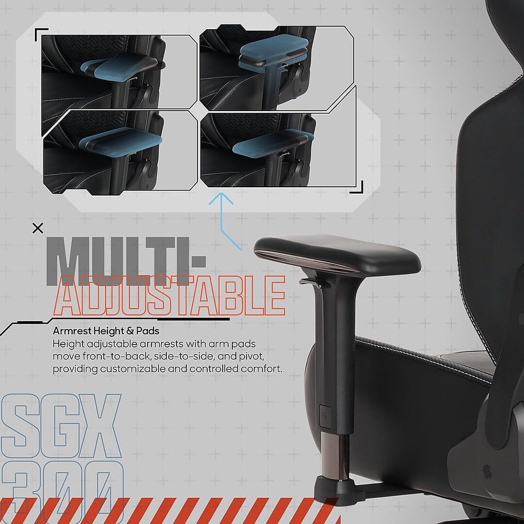 Sharper Image SGX300 Faux Leather Ergonomic Racing Gaming Chair, Black