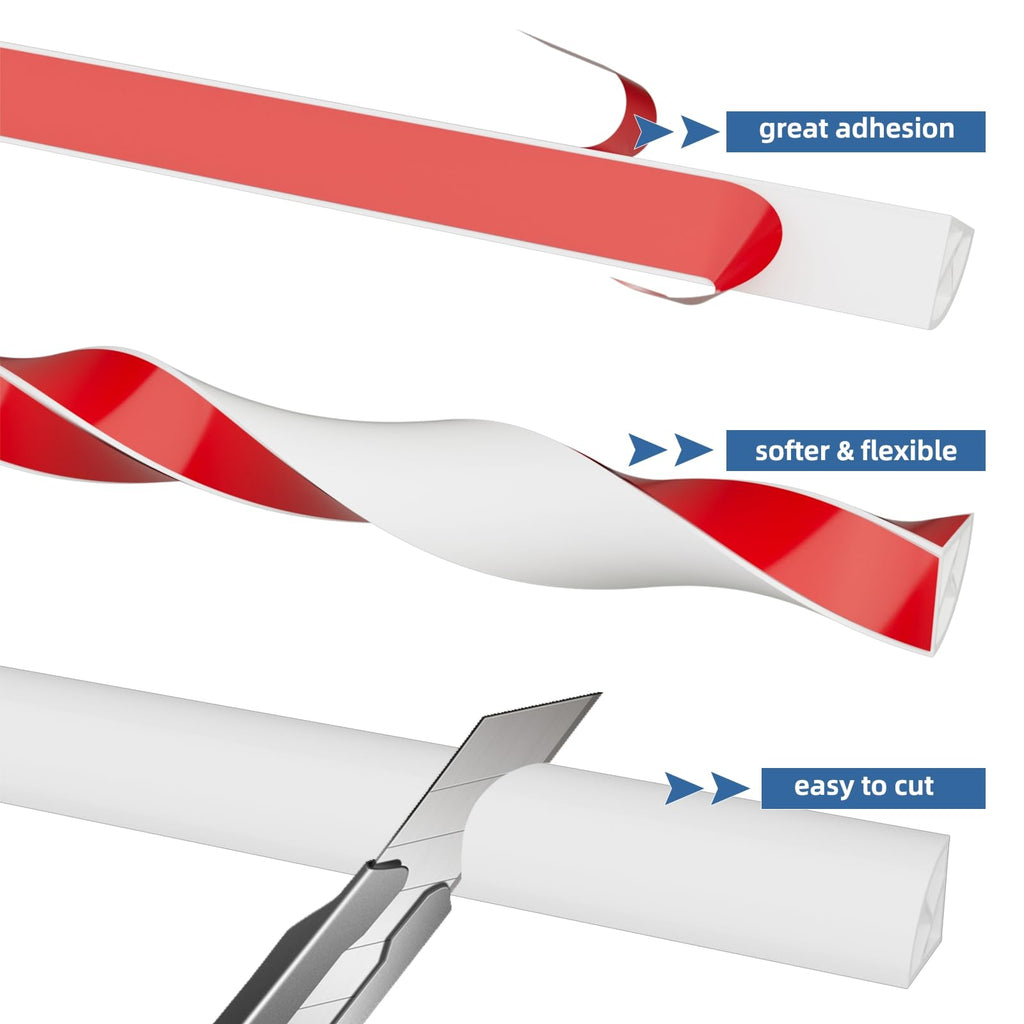 472"Flexible Quarter Round Molding Bendable Peel and Stick Trim,White