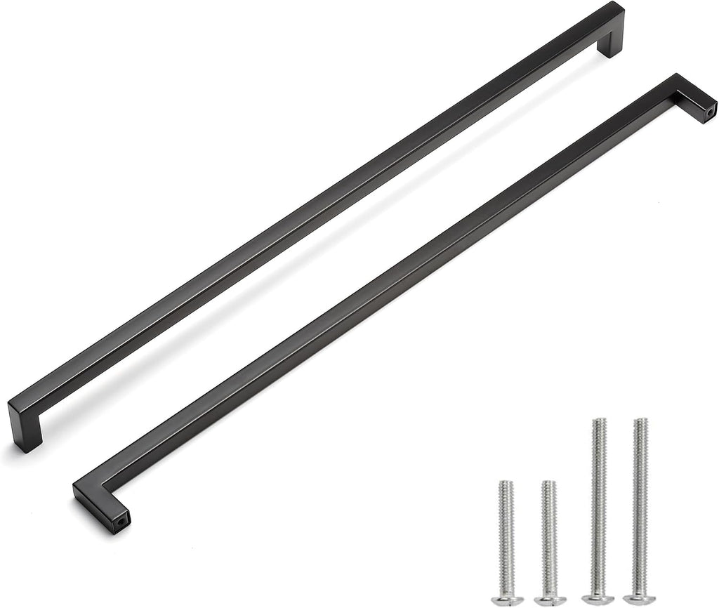 Matte Black Cabinet Pulls - Square Drawer Pulls, 2 Pack 18 Inch Stainless Steel Kitchen Door Cupboard Handles, 458mm