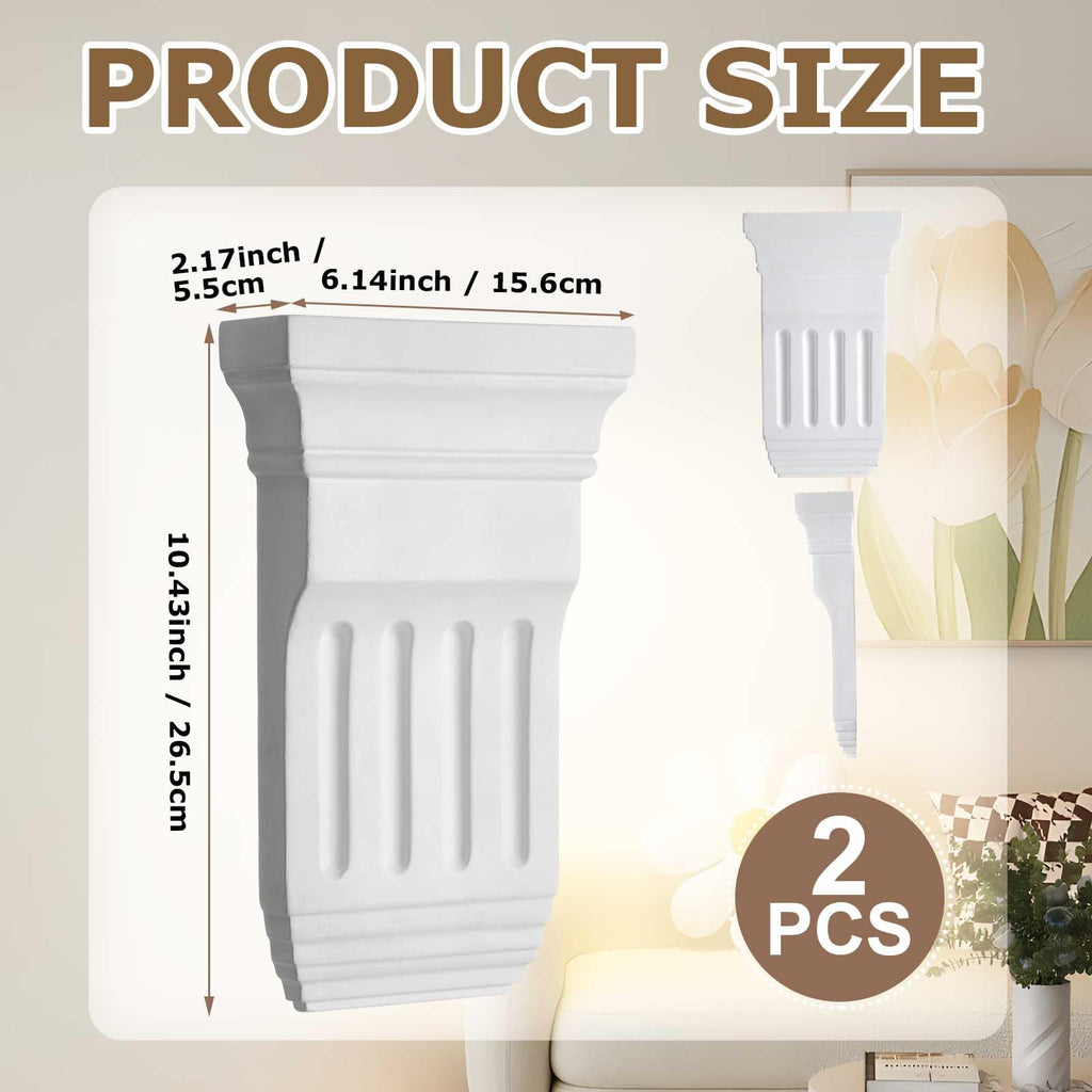 2 Pcs Unfinished Paintable Corbels, 6 W x 2 D x 10 3/8 Inch H