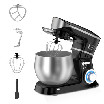 Electric Stand Mixer, Kitchen Mixer 6.5-Quart Tilt-Head, 6 Speeds with Dough Hook, Whisk, Beater, and Splash Guard