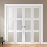 Bifold Door, for 64"x 80" Opening,Tempered Frosted Glass Closet Folding Barn Door with Hardware Kit,