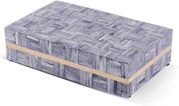 Large Decorative Storage Box with Lid - 10x6x2.5" Coffee Table Organizer, Keepsake- Decorative Boxes Decor, Stylish