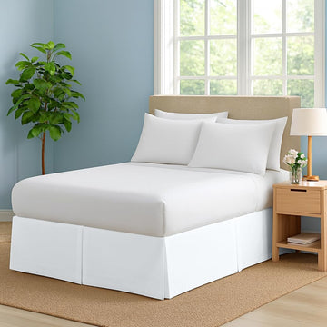 Premium King Size Bed Skirt by - 100% Cotton Blend, 14" Drop Length, Split Corner, Tailored Fit, Elegant Pleated