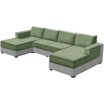 10 Pieces Stretch Sofa Cushion Covers for U-Shaped Modular Sectional Couch with 4 Seats+4 Backs+2 Arms, Upholstered
