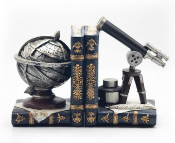 Vintage Decorative Bookends, Armillary Sphere & Space Telescope - Set of 2