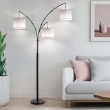 Floor lamp with Remote, 3 Light Arc Floor Lamps, 2400LM Tall Standing Floor Lamps with White Shades
